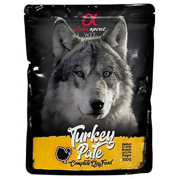 Alpha Spirit Perro Pouch Pate Pavo 12 X 300 Gr