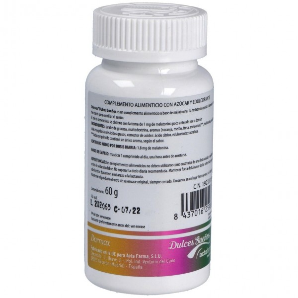Dormax Dulces Sueños Melatonina 1,8Mg. 120Comp.