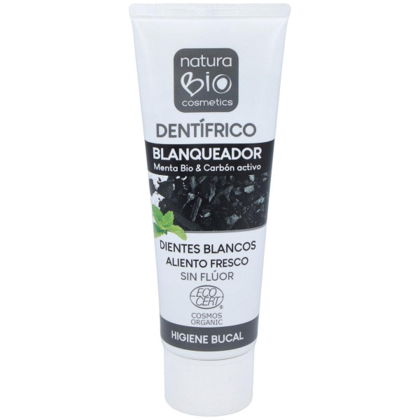 Naturabio Cosmetics Dentifrico Blanqueador Menta Bio Y Carbon Activo 75Ml