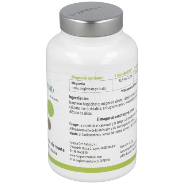 100% Natural Magnesio 90 Cápsulas