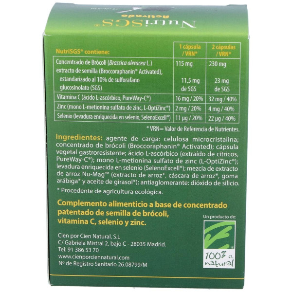 Cien Por Cien Natural Nutrisgs Activado 60 Cápsulas