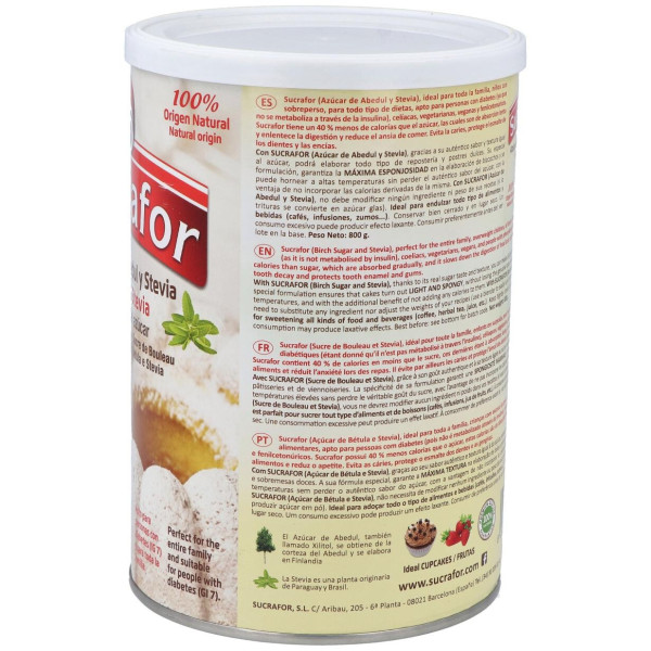 Sucrafor (Azucar De Abedul Y Stevia) 800Gr 2