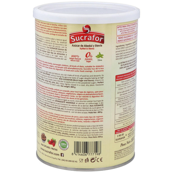 Sucrafor (Azucar De Abedul Y Stevia) 800Gr 2