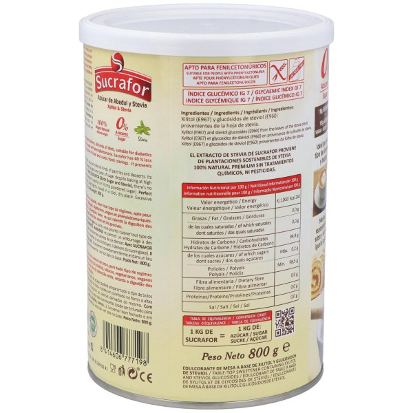 Sucrafor (Azucar De Abedul Y Stevia) 800Gr 2