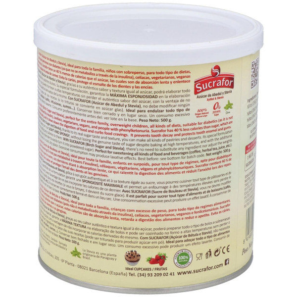 Sucrafor (Azucar De Abedul Y Stevia) 500Gr 2