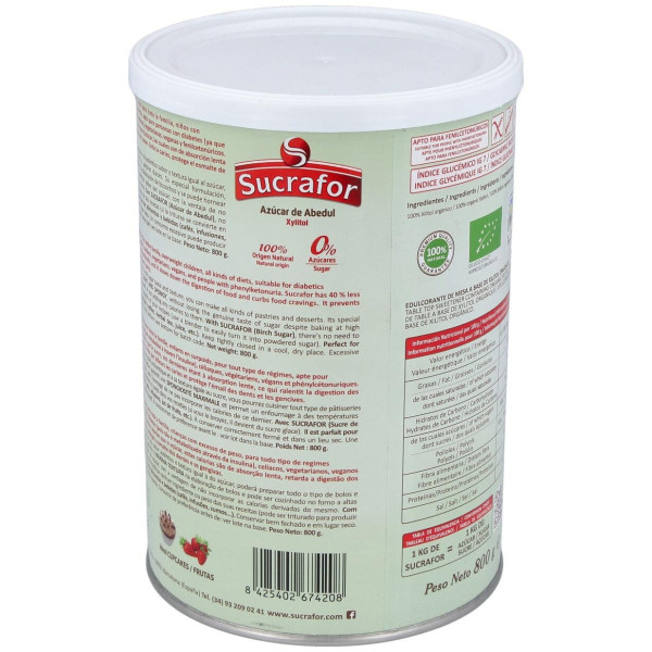 Sucrafor ( Azucar De Abedul) 800Gr. Bio