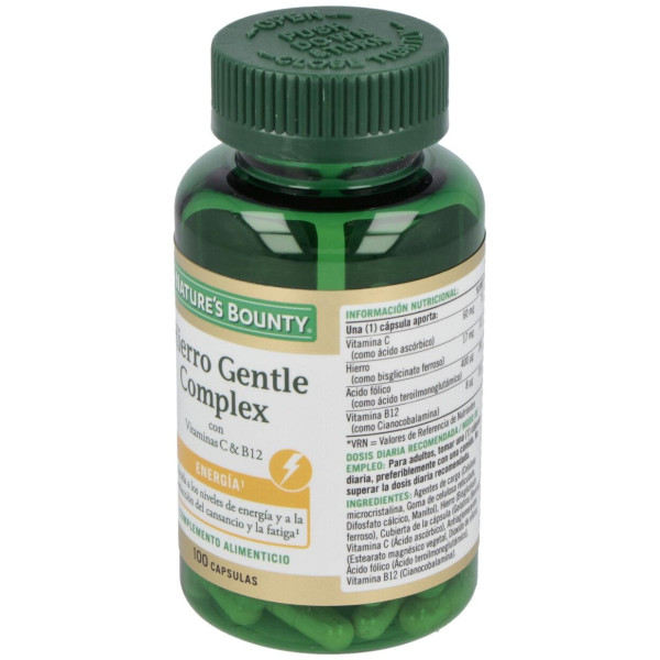 Hierro Gentle Complex Con Vitamina C Y B12 100 Cápsulas