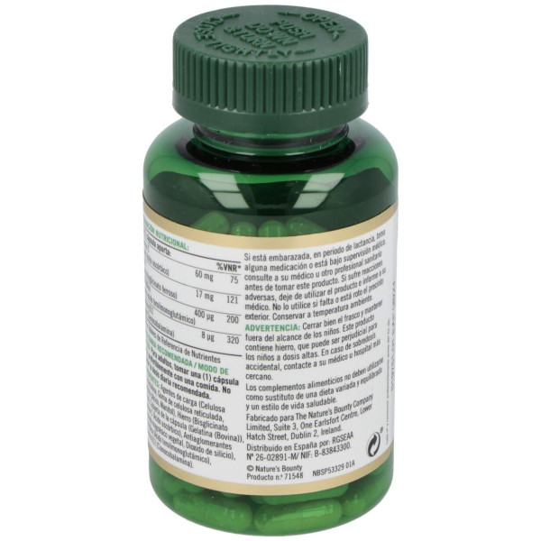 Hierro Gentle Complex Con Vitamina C Y B12 100 Cápsulas