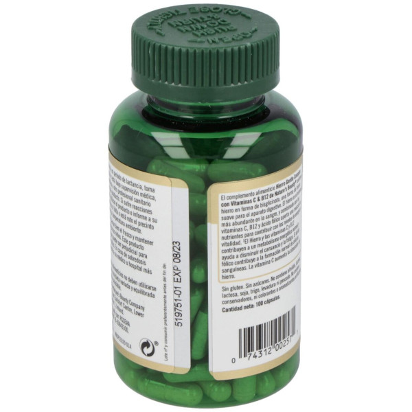 Hierro Gentle Complex Con Vitamina C Y B12 100 Cápsulas