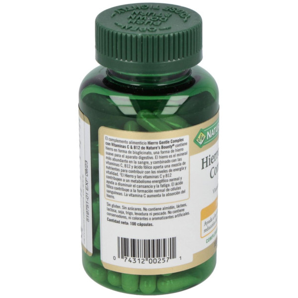 Hierro Gentle Complex Con Vitamina C Y B12 100 Cápsulas
