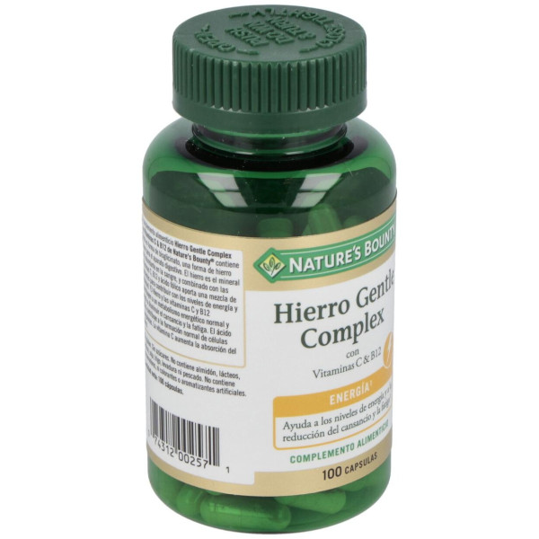 Hierro Gentle Complex Con Vitamina C Y B12 100 Cápsulas