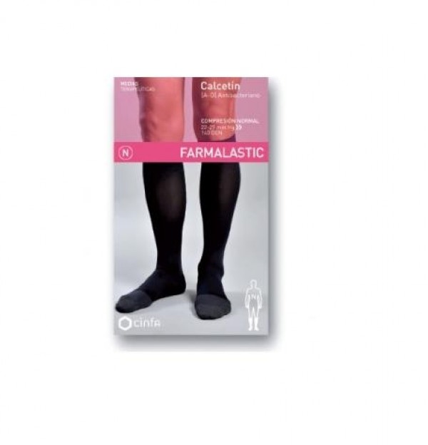 Calcetin Compresion Normal - Farmalastic Antibacteriano (Talla Mediana Color Negro)