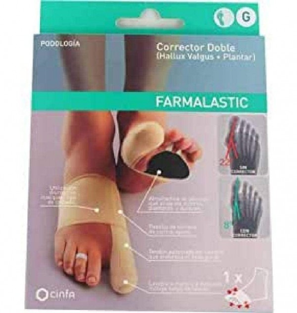 Corrector Doble Juanetes Y Plantar - Farmalastic Feet (Pie Dcho T- Gde)