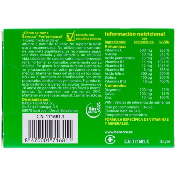Berocca Performance, 30 Comprimidos