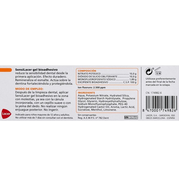 Sensilacer Sensibilidad Dental Gel Bioadhesivo (1 Envase 50 Ml)