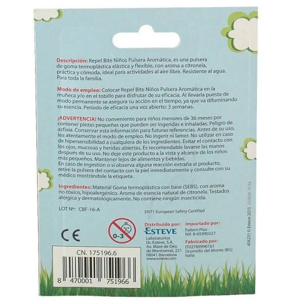 Repel Bite Niños Pulsera Con Citronela