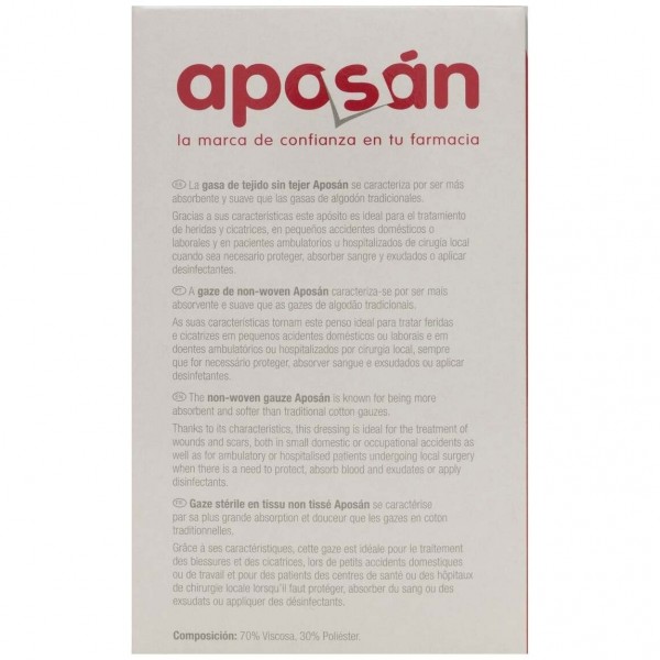 Aposán Gasas De Tejido Sin Tejer Estériles Alta Absorción 50Uds