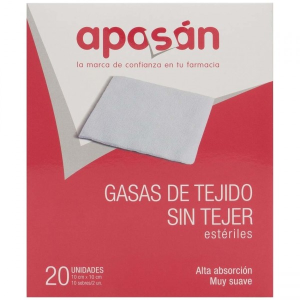 Aposan Gasa Estéril Tejido Sin Tejer 10Cmx10Cm 20 Gasas (2Ud/Sobre)