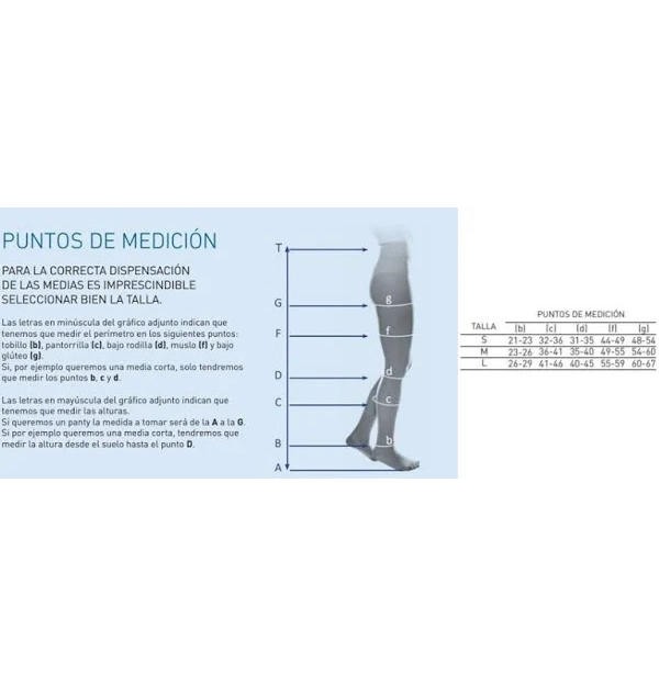 Media Larga (A-F) Compresion Ligera Blonda Silicona - Medilast Fresh (Talla Pequeña Color Beige)