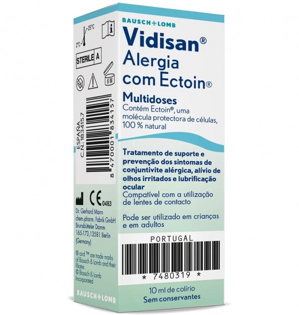 Vidisan Alergia Con Ectoin Colirio Multidosis, 10  ml. - Bausch + Lomb