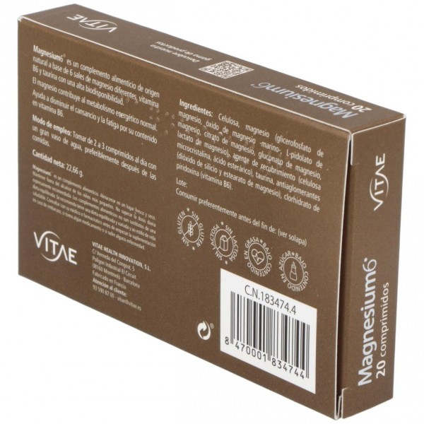 Vitae Magnesium6 20 Comprimidos