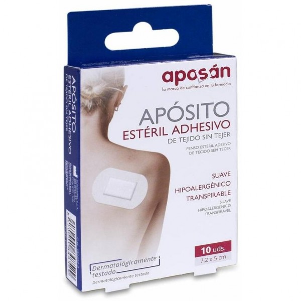 Aposán Apósito Estéril De Tejido Sin Tejer 7,2 X 5 Cm, 10 Uds