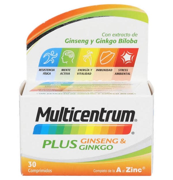 Multicentrum Plus Ginseng Y Ginkgo (30 Comprimidos)
