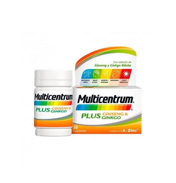 Multicentrum Plus Ginseng Y Ginkgo (30 Comprimidos)