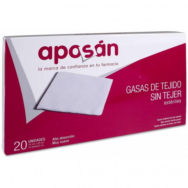 Aposan Gasa Estéril Tejido Sin Tejer Compresas 10X20Cm 20Uds