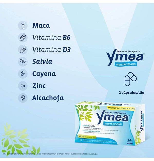 Ymea® Vientre Plano Experto En Menopausia, 64 Caps. - Perrigo