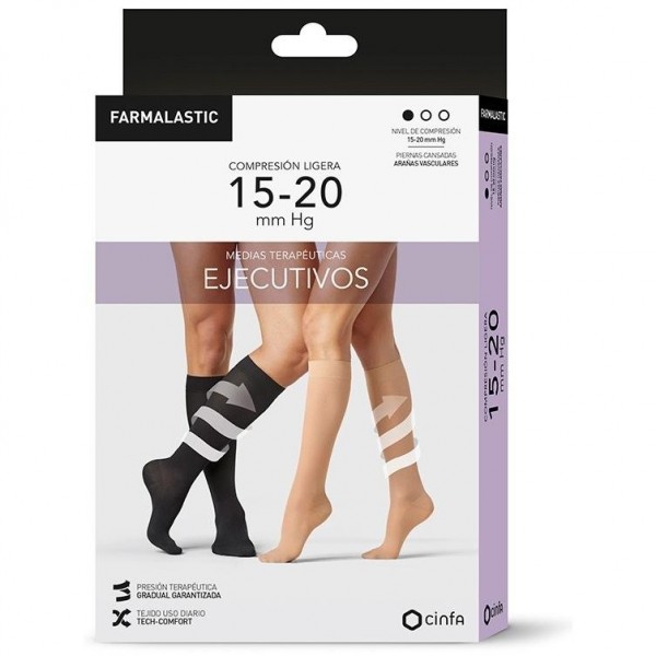 Farmalastic Calcetin Ejecutivo Compresion Ligera Hombre Negro L 1 Par