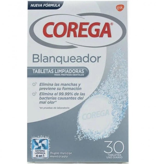 Corega Blanqueador - Limpieza Protesis Dental (30 Tabletas)