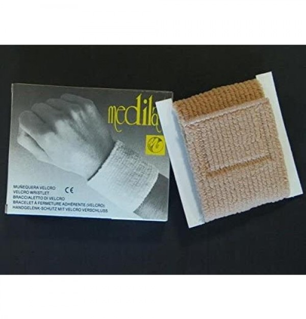 Muñequera - Medilast Velcro (1 Unidad Talla Grande Color Azul-Blanca-Azul)