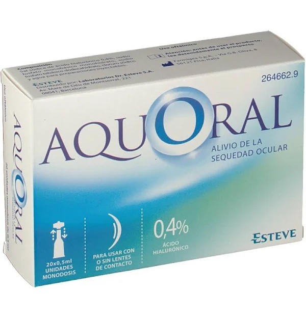 Aquoral - Gotas Oftalmicas Lubricantes Esteriles (20 Monodosis 0,5 Ml)