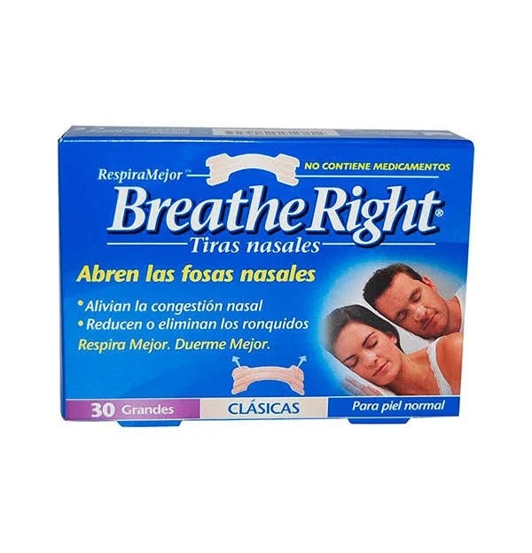 Breathe Right Clasicas - Tira Adh Nasal (30 Unidades Talla Pequeña-Mediana)