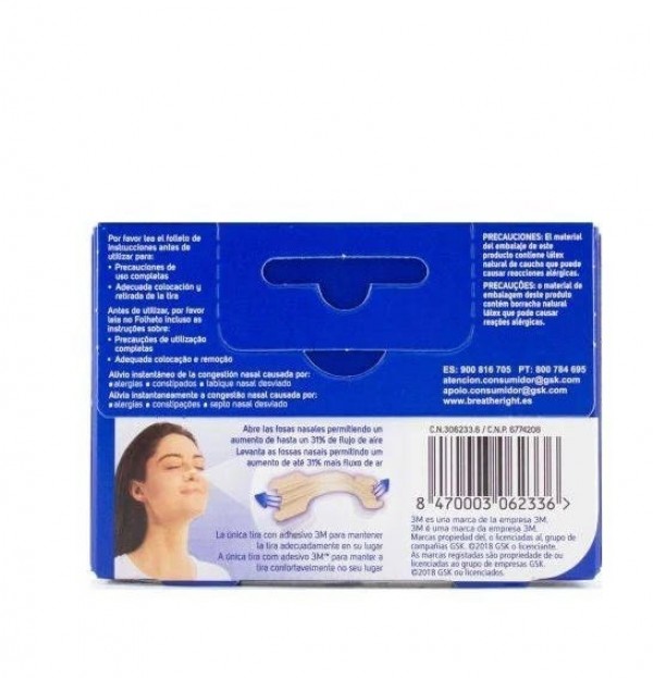 Breathe Right Clasicas - Tira Adh Nasal (10 Unidades Talla Pequeña-Mediana)