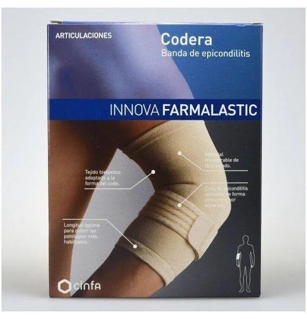 Codera Banda Epicondilitis - Farmalastic Innova (Contorno 13-16 1 Unidad Talla Pequeña Color Beige)