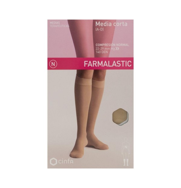 Media Corta (A-D) Compresion Normal - Farmalastic (Talla Extragrande Color Beige)