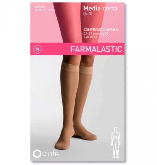 Media Corta (A-D) Compresion Normal - Farmalastic (Talla Pequeña Color Beige)