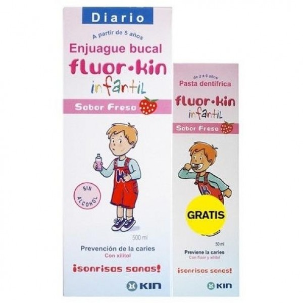 Fluorkin Infantil Enjuague Fresa 500 + Pasta 50