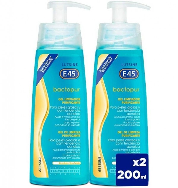 Bactopur Gel Limpiador - E45 Lutsine (2 Unidades 200 Ml)