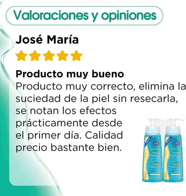 Bactopur Gel Limpiador - E45 Lutsine (2 Unidades 200 Ml)