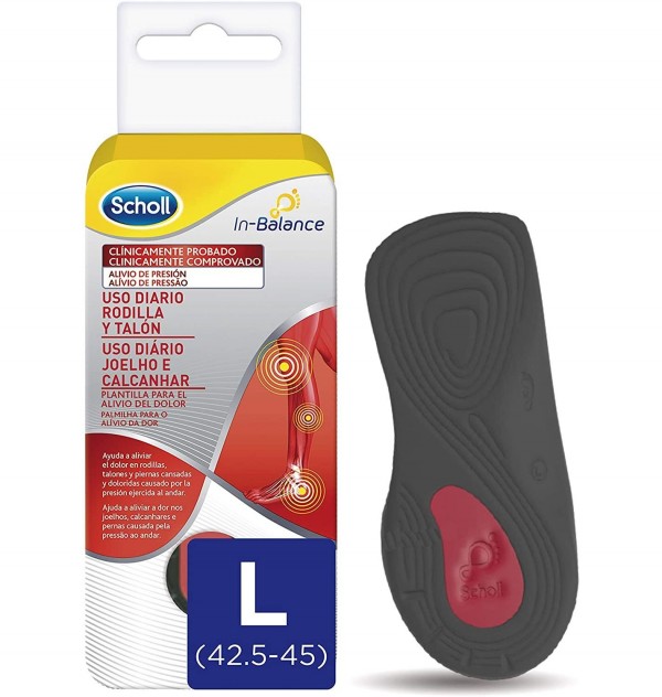 Plantillas Uso Diario Rodilla Y Talon - Scholl In-Balance (Talla L 1 Par)