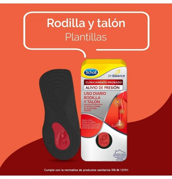 Plantillas Uso Diario Rodilla Y Talon - Scholl In-Balance (Talla L 1 Par)
