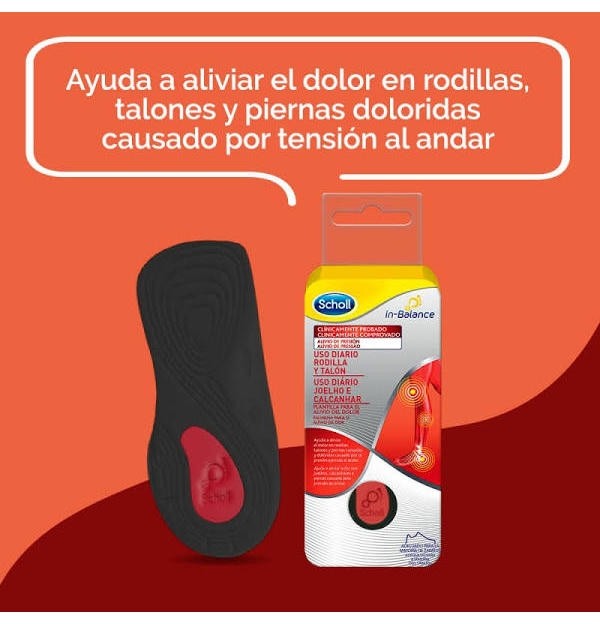 Plantillas Uso Diario Rodilla Y Talon - Scholl In-Balance (Talla S 1 Par)
