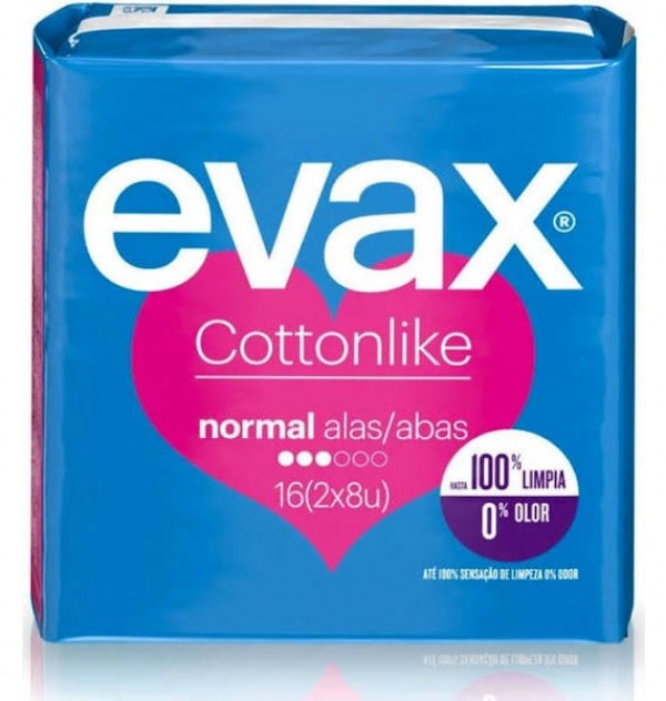 Compresas Higienicas Femeninas - Evax Cottonlike (Normal Con Alas 16 Compresas)