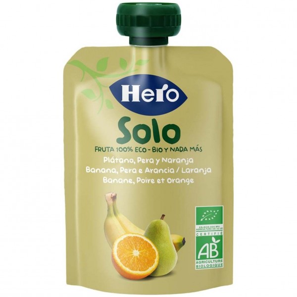 Hero Baby Solo Ecológico Plátano Pera Y Naranja Bolsa 100G