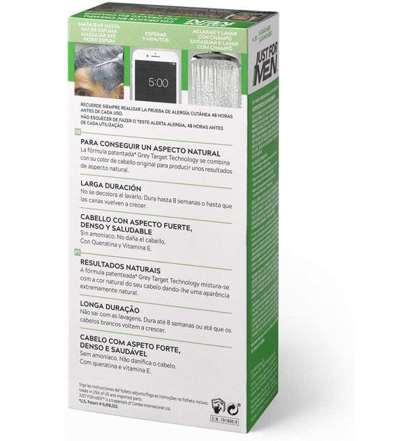 Just For Men - Champu Colorante (1 Envase 66 Ml Tono Castaño Medio Natural)