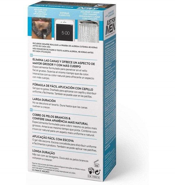 Just For Men Bigote Y Barba - Gel Colorante (1 Envase 30 Ml Color Castaño Oscuro)