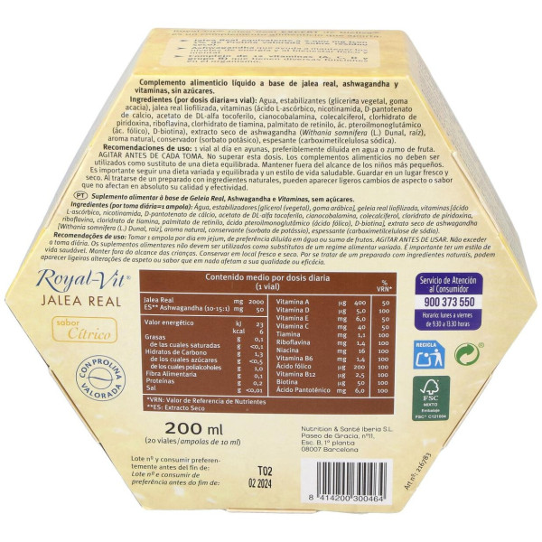 Jalea Real Royal Vit Expert Sin Azucar 20Viales